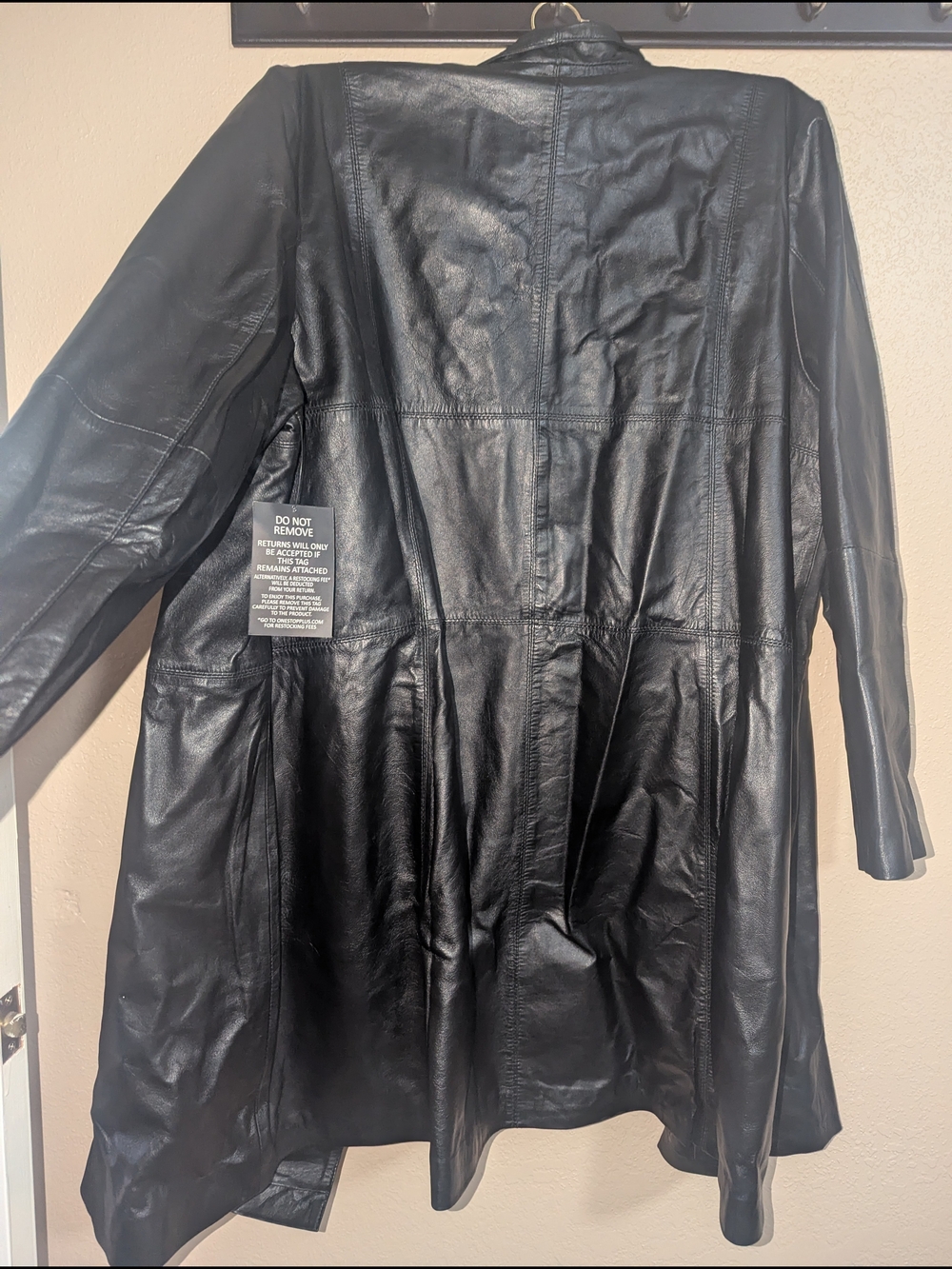 Jessica London Black Leather Long Coat